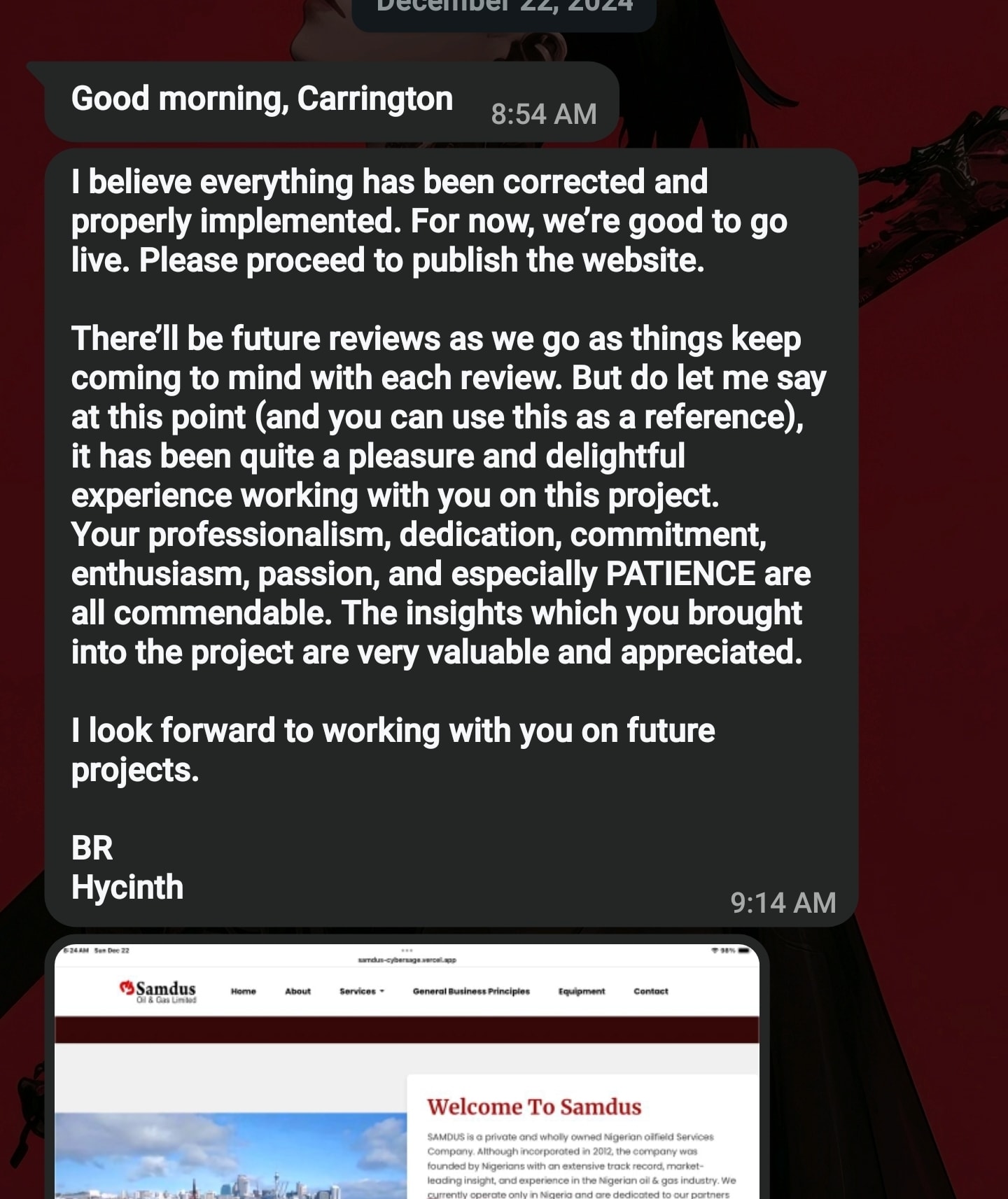 Hycinth — testimonial